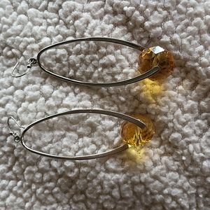 Sliver and yellow topaz hoop earrings
